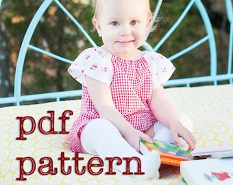 Instant Download - PDF Playdate Peasant Dress Pattern for Babies, Toddlers and Girls Sizes 6-9m, 12-18m, 2t, 3t, 4t, 5t, 6 & 7