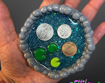 3.5” Blue Magical Wishing Pond Trinket Dish | Handsculpted With Polymer Clay