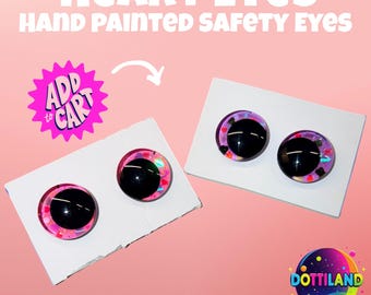 Safety Eyes: Hand-Painted Amigurumi Plushie Heart Eyes Pink And Purple