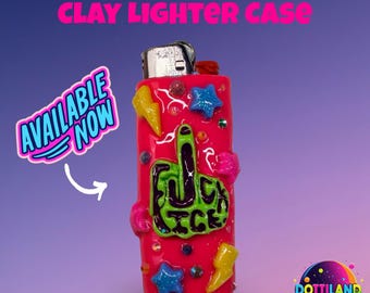 Hand Sculpted Neon Pink Protest Polymer Clay BIC Lighter Case, Accessories, F*ck Ice Lighter Case