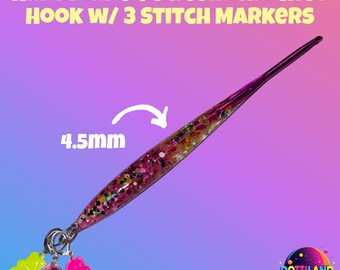 Resin Crochet Hook with Matching Stitch Markers: 4.5mm Handmade Crochet Supplies