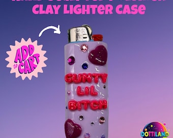 Purple & Pink ‘C*nty Lil B*tch’ Lighter Case | Hand Sculpted With Polymer Clay | Kawaii Accessories