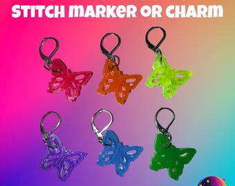 Handmade Resin Butterfly Stitch Markers | Crochet Knitting Tools, Set of 6