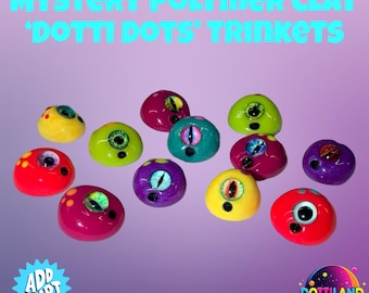 Mystery Dotti Dots | Handsculpted Polymer Clay Trinket Figurines | Colorful Clay Desk Buddy