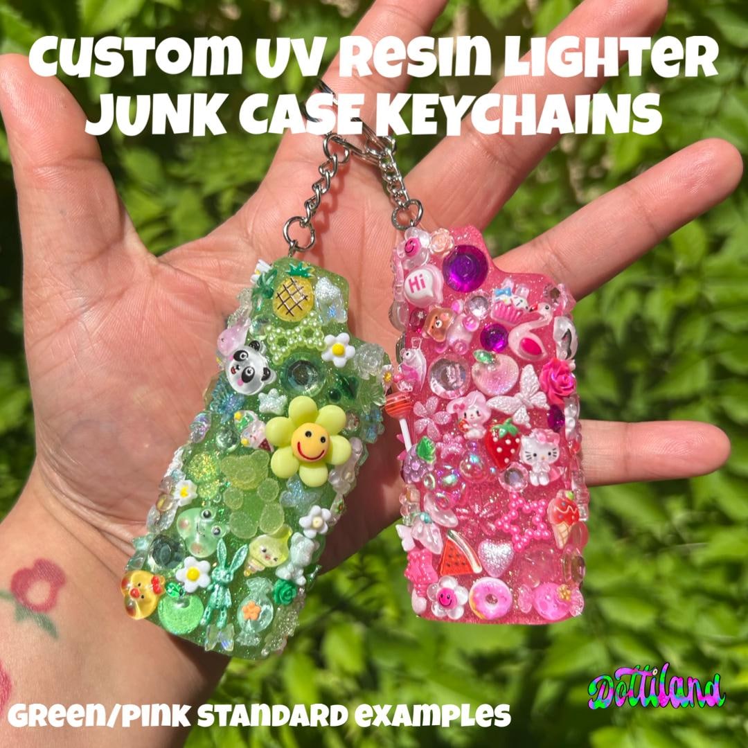 Junk Chain - Pink/Green ?? Glittery Lime Green TRASH Necklace: Drippy Acrylic Word  main image 3