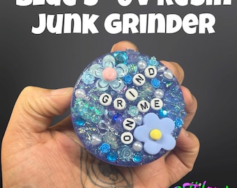 Kawaii Blue Glitter Resin Herb Grinder | Handmade Junk Grinder