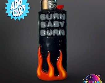 Black And Red ‘Burn Baby Burn’  Lighter Case | Hand Sculpted With Polymer Clay