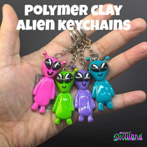 Keychain | Hand Sculpted And Painted Polymer Clay Alein Keychain