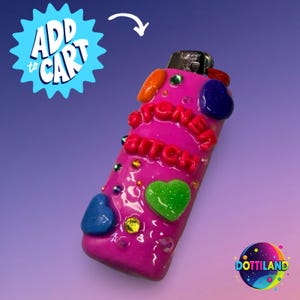 NEW Full-Color Pink ‘Stoner B*tch’ BIC Lighter Case | Hand Sculpted With Polymer Clay | Kawaii Accessories Bild 6