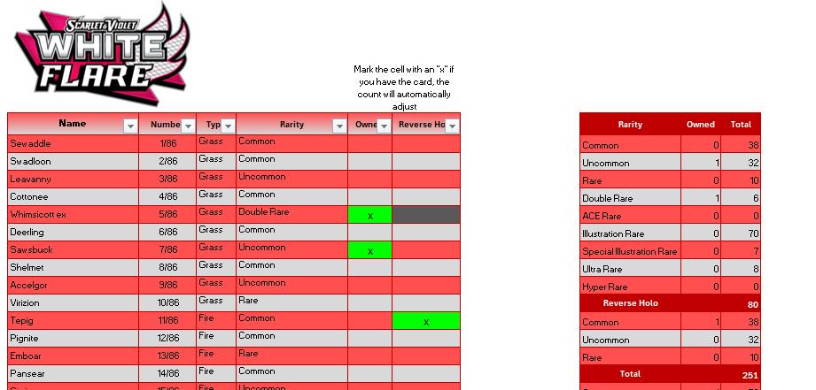 pokemon card list excel Made an sheet to track my collection! : r/PokemonTCG Pokemon TCG: Destined Rivals Master