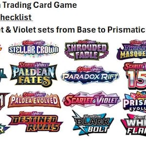 Lista de verificación de Excel de Pokémon Master Set - Pokémon TCG - Hoja de cálculo de cada set Escarlata y Violeta