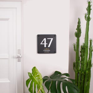 Metal Hotel Door Number Sign with Logo, Suite Number Sign, Room Number Sign, Customized Sign, Unit Sign, Apartment Sign, Hotel Room Sign