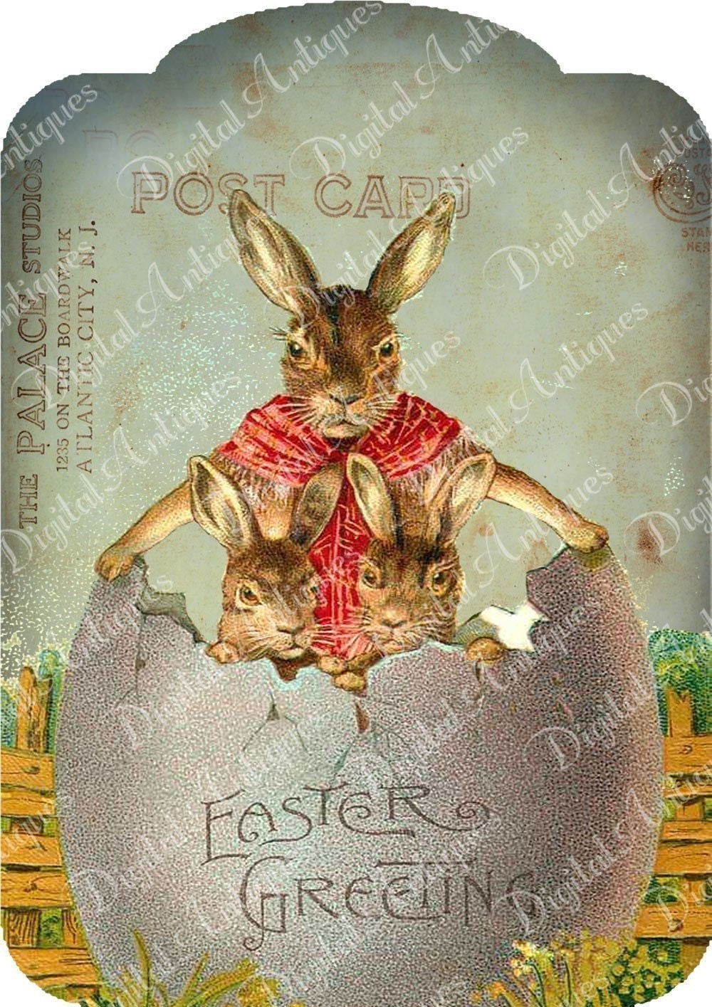 Vintage Easter Bunny Rabbit Tags Digital Download Etsy