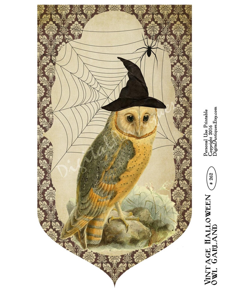 Vintage Halloween Owl Garland Printable Digital Download | Etsy