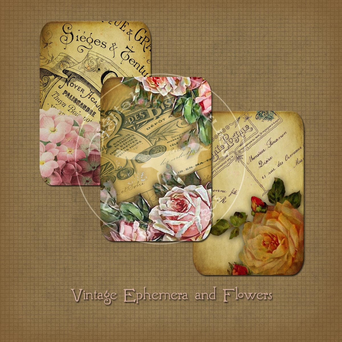 Vintage Ephemera and Flower Images Instant Digital Download Etsy