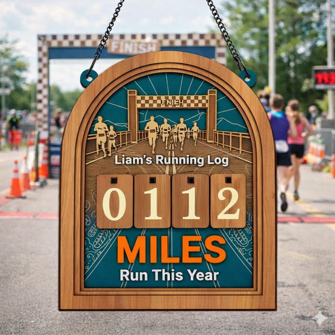 Personalized Running Miles Tracker Sign, Running Log Sign, Yearly ...
