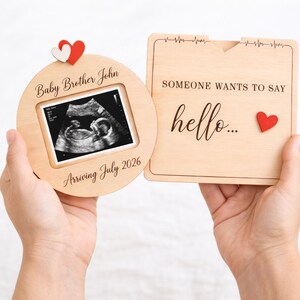 Personalized Ultrasound Picture Frame Magnet, Pregnancy Announcement Gift, Custom Baby Sonogram Frame, Baby Reveal Gift for Grandparents