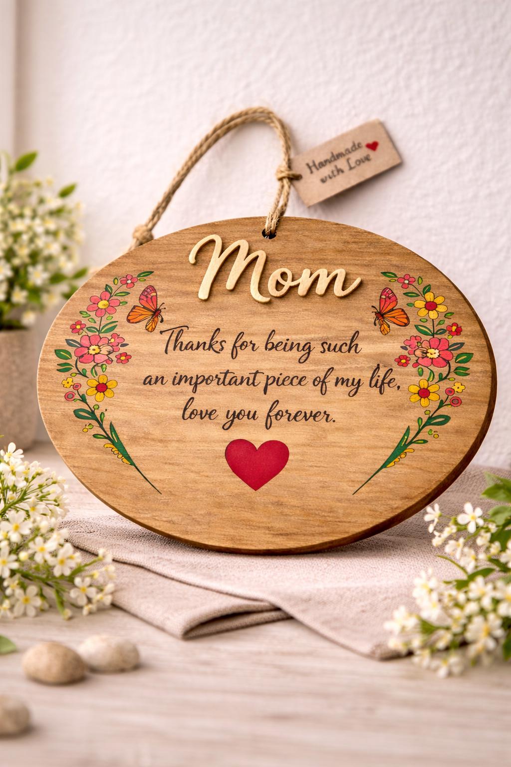 Targa Decorativa In Acrilico 'Thank You For Being An Important Piece Of My Life' - Regalo Per Nonna Con Fiori, 10x10 Cm
