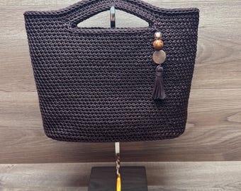 Gehaakte chocoladetas: handgemaakte shopper van polypropyleen Cord