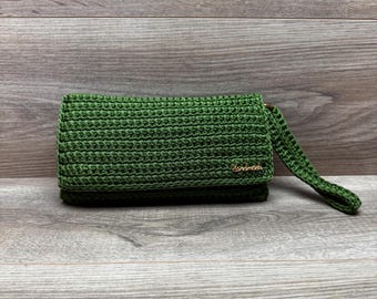Handgemaakte groene koord clutch: elegante minitas