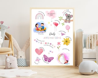 Póster de Afirmaciones para Niños: Decoración para Consultorios de Terapia (Descarga Digital)
