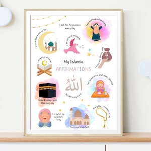 Affermazioni islamiche, arte murale stampabile, affermazioni musulmane, arte murale islamica per bambini, bambini musulmani, poster islamico, regalo per bambini musulmani
