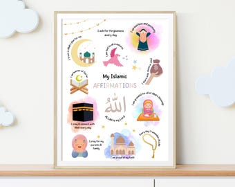 Islamic Affirmations Kids Wall Art: Muslim Nursery Decor (Digital Print)