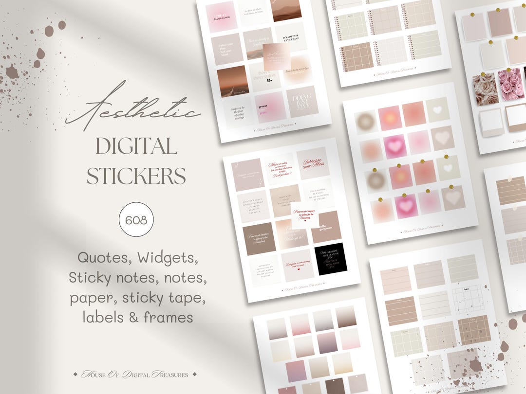 Aesthetic Digital Stickers | Planner, Journal, GoodNotes (PNG)