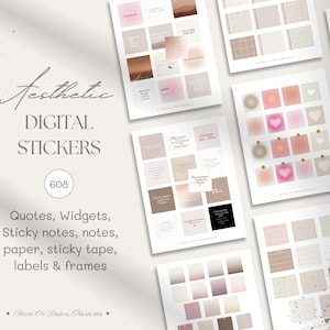 Aesthetic Digital Stickers | Planner, Journal, GoodNotes (PNG)