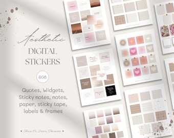 Aesthetic Digital Stickers | Planner, Journal, GoodNotes (PNG)