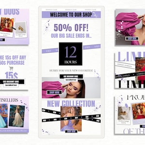 Purple Fashion Email Templates: Boutique Newsletter (Canva)