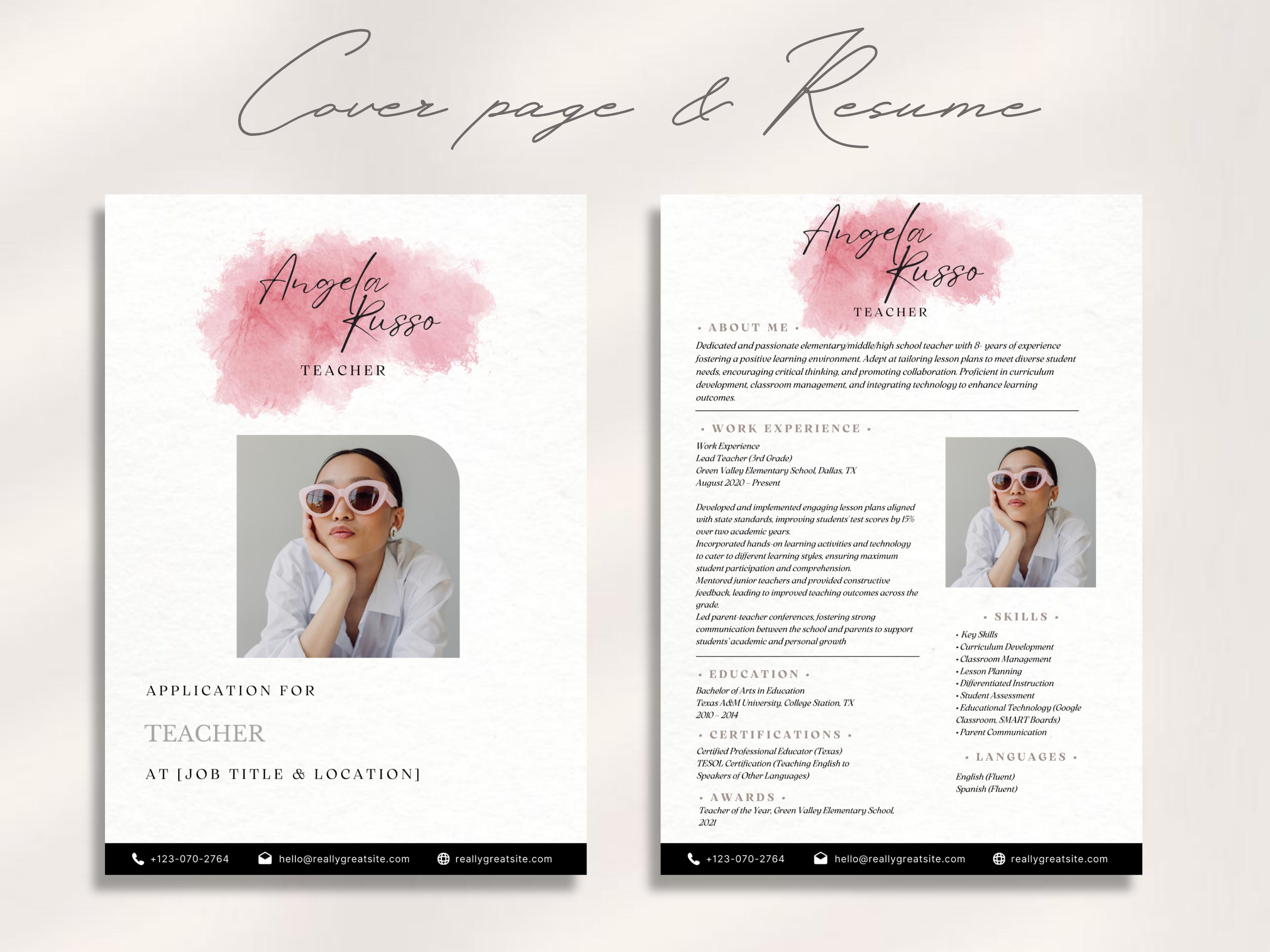 Professional Teacher Resume Template Modern Canva Resume Template With ...