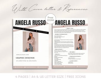 Modern Graphic Designer Resume Template: Canva CV with Cover Letter