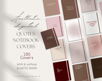 Aesthetic Quotes Digital Notebook Covers, Minimalist Planner, Journal (PNG Bundle)