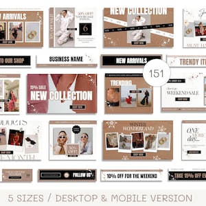Web banner design Clothing website Editable banners Boutique & Fashion banner DIY banner Wix banner Ecommerce website Shopify banner Bundle