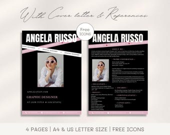 Modern Graphic Designer Resume Template: Canva CV with Cover Letter (US Letter & A4)