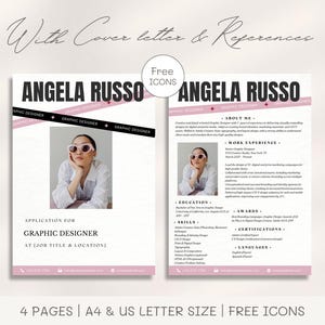 Modelo de currículo profissional de designer gráfico CV moderno e criativo com carta de apresentação e referências CV com foto Currículo para educadores, professores