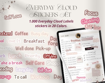 Aesthetic Cloud Digital Stickers | GoodNotes Planner (PNG)