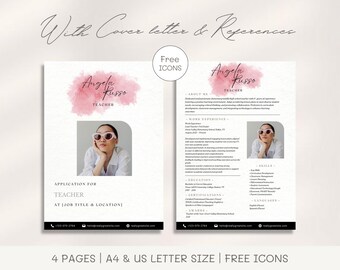Teacher Resume Template: Modern Canva CV with Cover Letter (Digital Download)