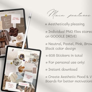Aesthetic Digital Stickers | Planner, Journal, GoodNotes (PNG) image 2