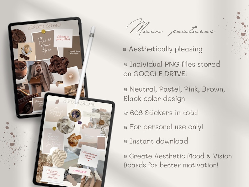 Aesthetic Digital Stickers | Planner, Journal, GoodNotes (PNG) image 2