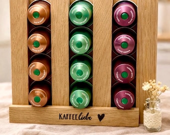 kleiner Kapselhalter Holz für 12 Kaffeekapseln, platzsparender Capsule Holder für kleine Küchen und Coffee Station