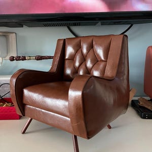 1:6 Scale Modern Designer Miniature Armchair – Handmade Dollhouse Furniture for Blythe Barbie Dolls, Collectible Mini Chair Gift