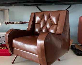 1:6 Scale Modern Designer Miniature Armchair – Handmade Dollhouse Furniture for 30cm Dolls, Collectible Mini Chair Gift