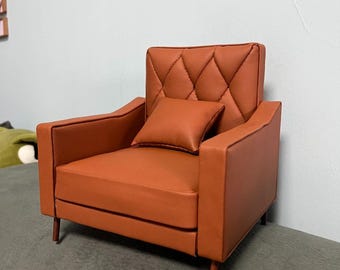 Custom 1:6 Scale Miniature Armchair - Handmade  Dollhouse Sofa for 12 Inch Dolls | Custom Size & Color Available