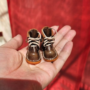 Handmade Leather Doll boots 1/6 Scale BJD doll shoes   3.5cm doll shoes