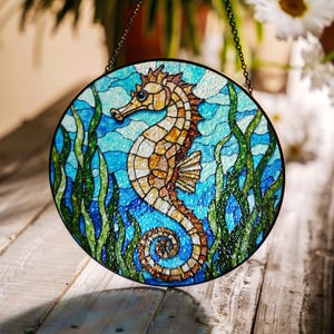Seahorse Stained Glass Suncatcher Ocean Decor Perfect Gift for Sea Lovers