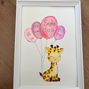 personalisierte Geburtskarte/ Geburtsposter in A4 (ohne Deko und Rahmen) Geburt Junge Mädchen Tiere Kinderzimmer