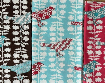 Summer in the City  Urban Chiks  Birds fabric  RARE f/q fat quarter blue brown red birds