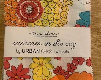 Summer in the City 5" charm pack Urban Chiks fabric   Original RARE FREE SHIPPING